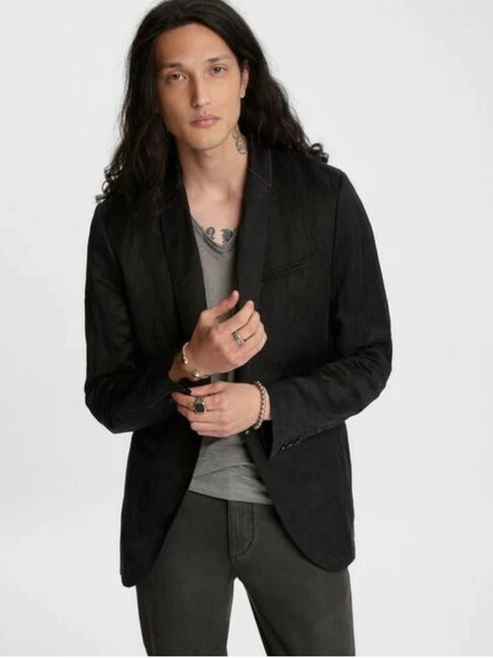 John Varvatos Collection Satin Black Jacket and Vest Combo Size EU 54 USA 44